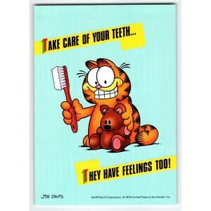 Garfield The Cat Postcard Time For Your Dentist Visit Signed Jim Davis 1978